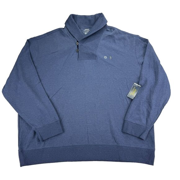 Polo Ralph Lauren Mens Solid Jersey Shawl Collar Pullover Sweater